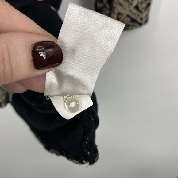 Lucky Brand Womens Tunic Top size 2X Black Tan Floral Paisley Boho Knit Casual - Picture 9 of 12